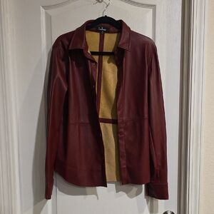 Lafayette 148 New York Burgundy Leather Jacket